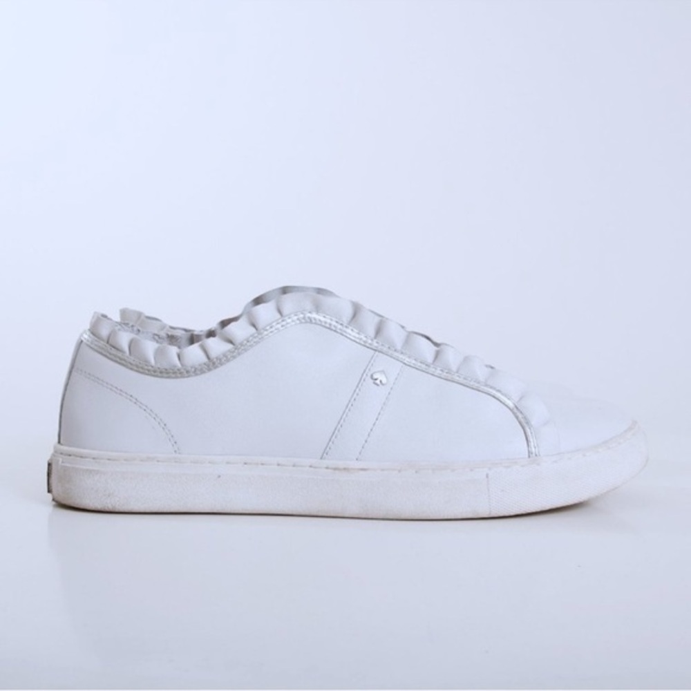 Kate Spade Leather White Ruffled Sneakers